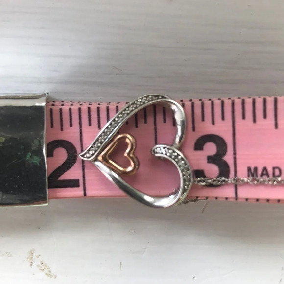 Sterling Silver Diamond Encrusted Heart Necklace - Picture 6 of 6